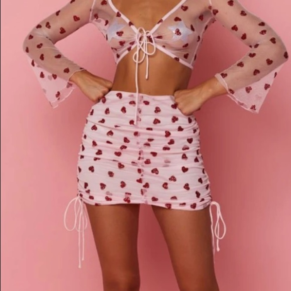 Pink & Red Sparkle Scrunch Skirt